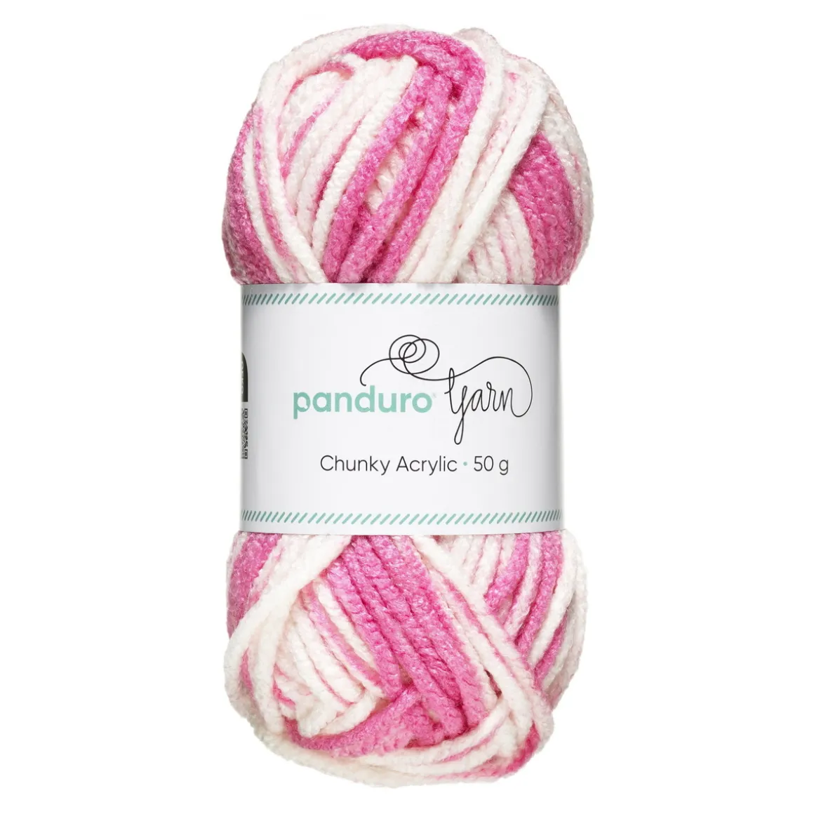 Garn Chunky Acrylic 50 g white to pink multi