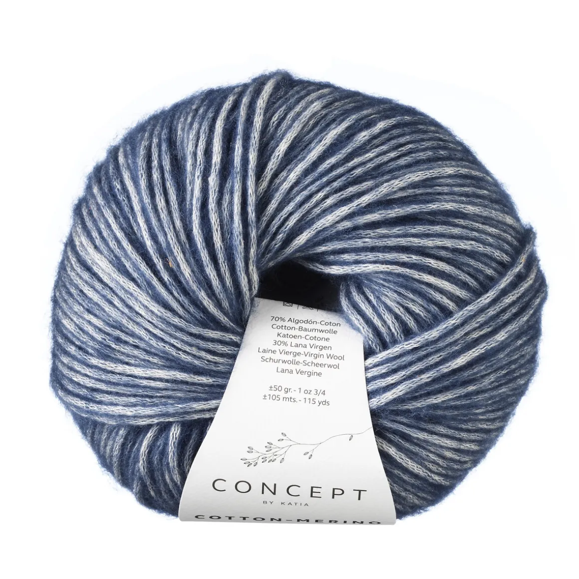 Garn Cotton Merino 50g blå 115