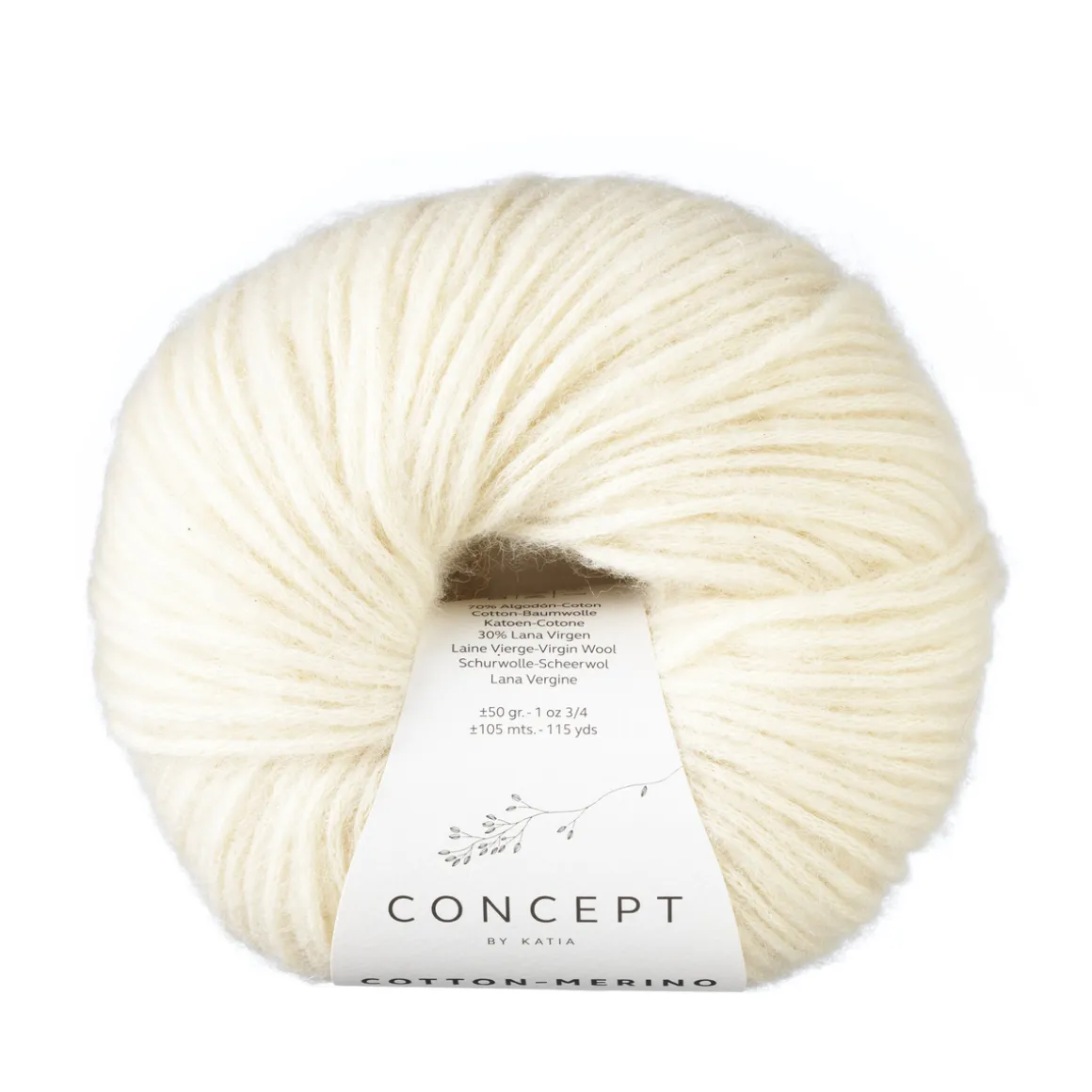 Garn Cotton Merino 50g natur 100