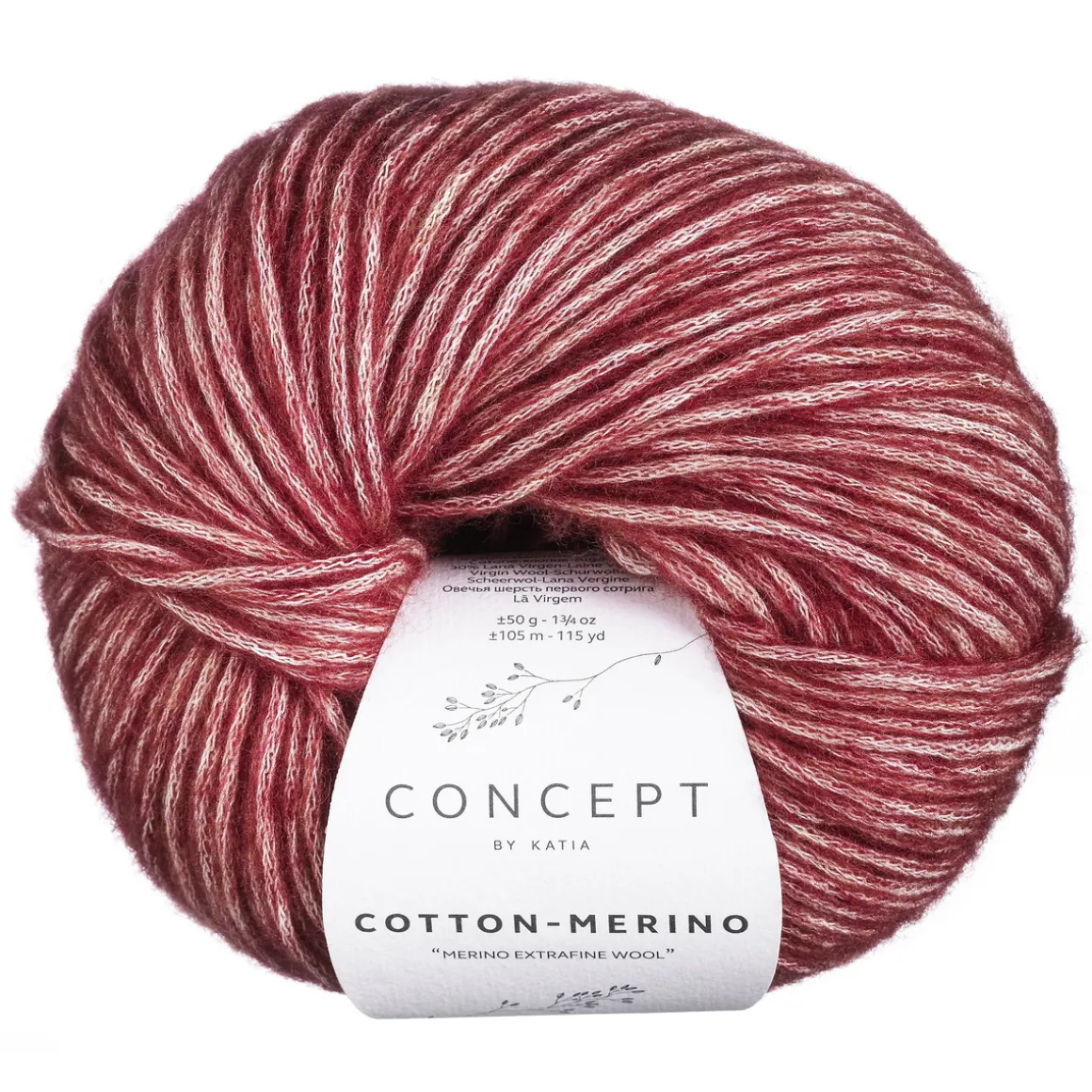 Garn Cotton Merino 50g rød 125