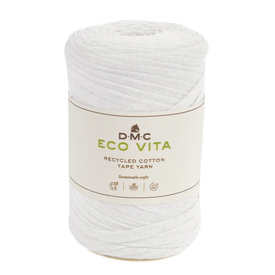 Garn DMC Eco Vita Tape Yarn båndgarn 250 g hvid