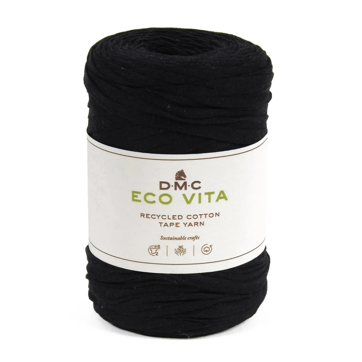 Garn DMC Eco Vita Tape Yarn båndgarn 250 g sort