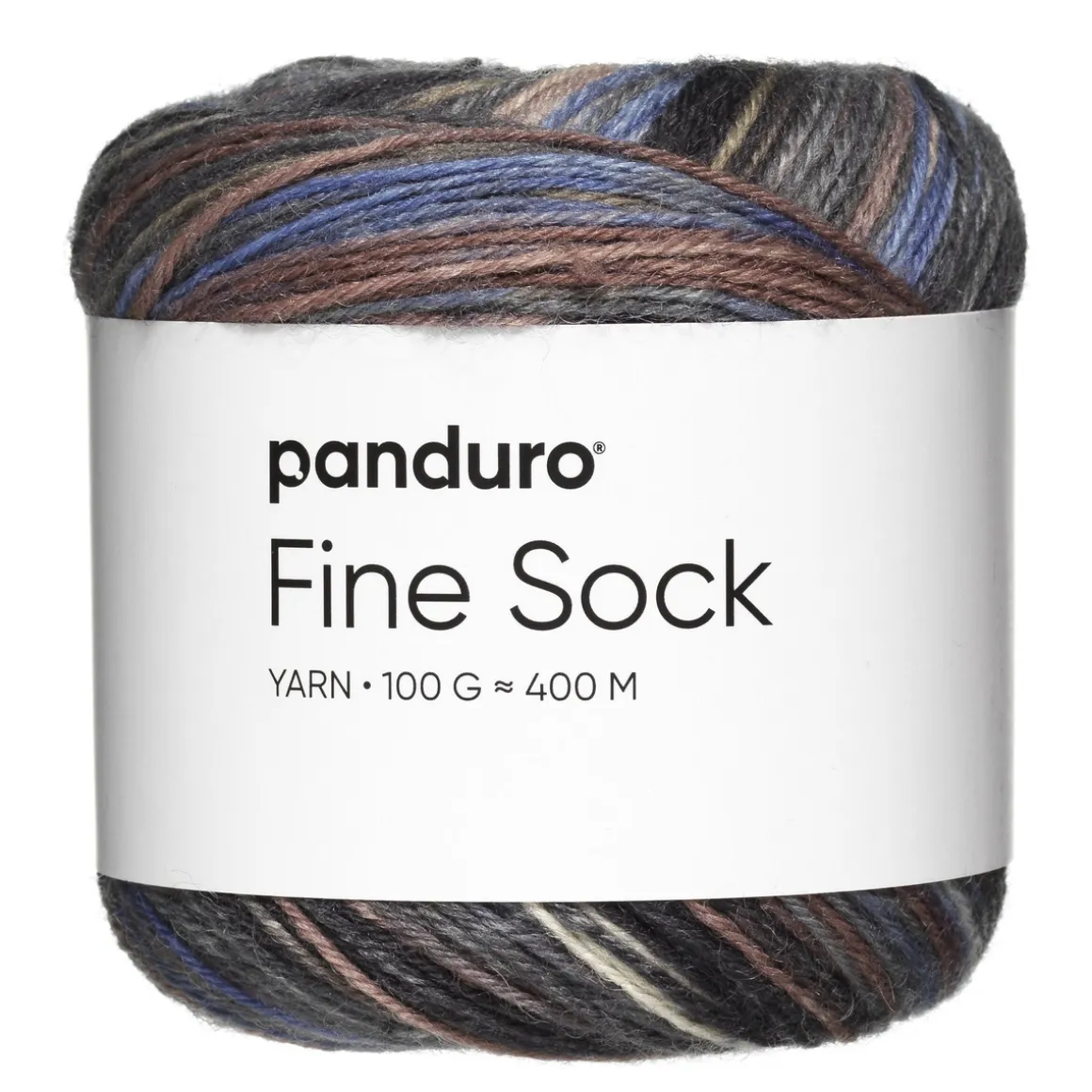 Garn Fine Sock 100 g blå, brune og grå nuancer