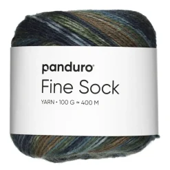 Garn Fine Sock 100 g blå, brune og lilla nuancer