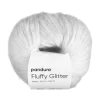 Garn Fluffy Glitter 50 g hvid