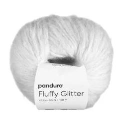 Garn Fluffy Glitter 50 g hvid
