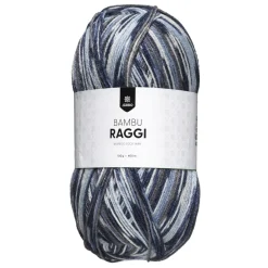 Garn Järbo Bambu Raggi 50 g blåmeleret – 17212 Rockyblue print