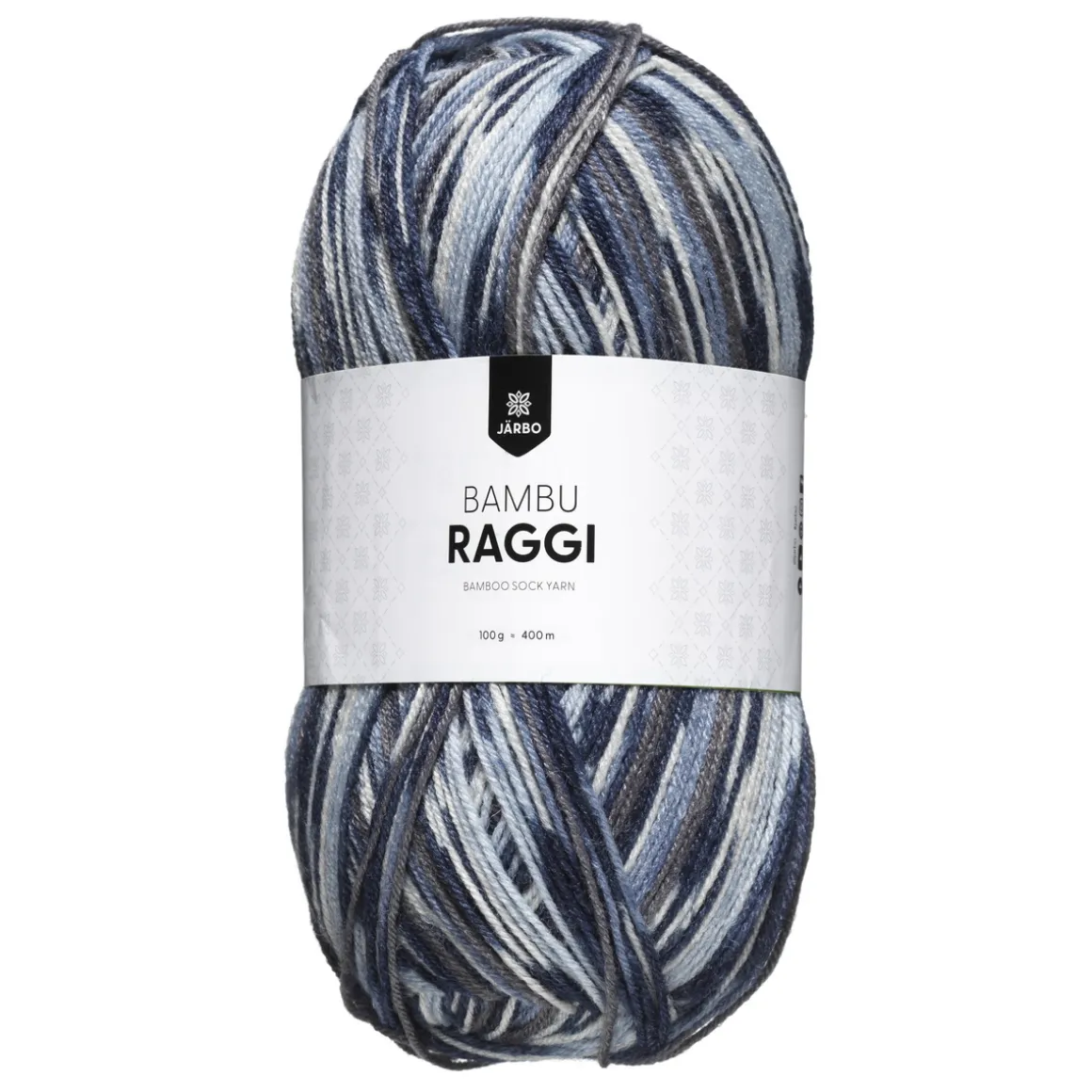 Garn Järbo Bambu Raggi 50 g blåmeleret – 17212 Rockyblue print