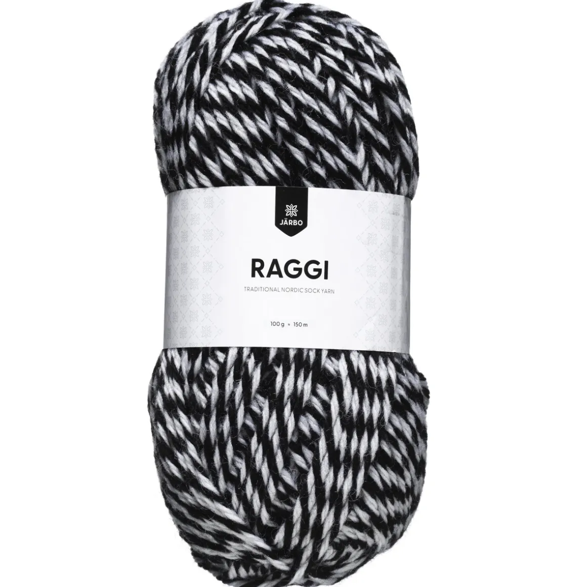 Garn Järbo Raggi 100 g sort/hvid – Black & white mouliné 1568
