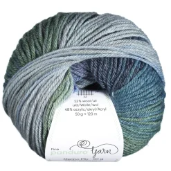 Garn Merino Mix Multi-Coloured 50 g blå