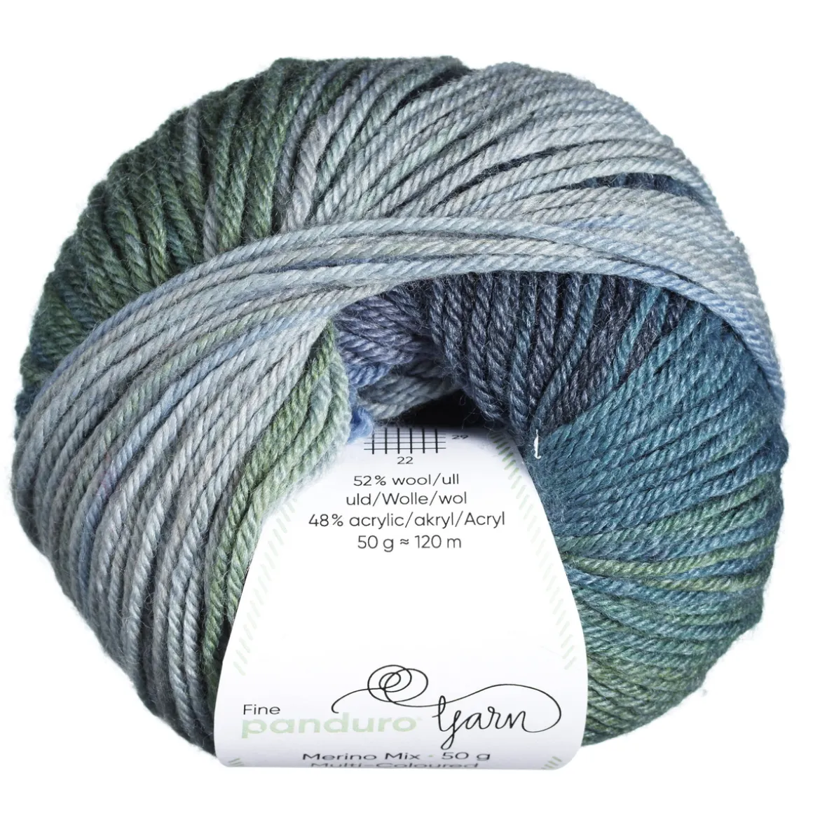 Garn Merino Mix Multi-Coloured 50 g blå