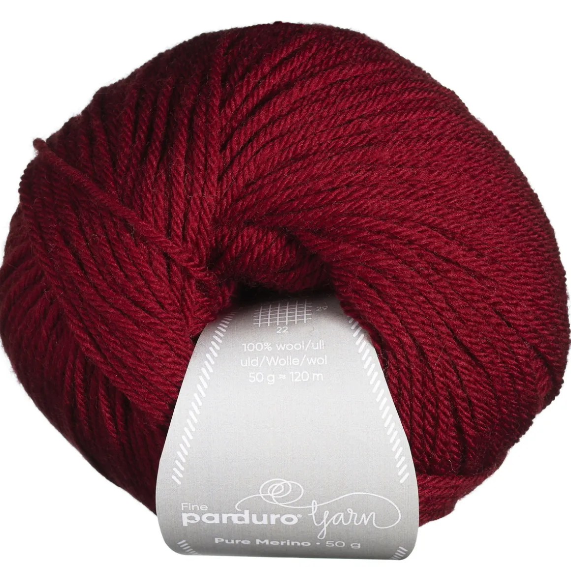 Garn Pure Merino 50g mørkerød