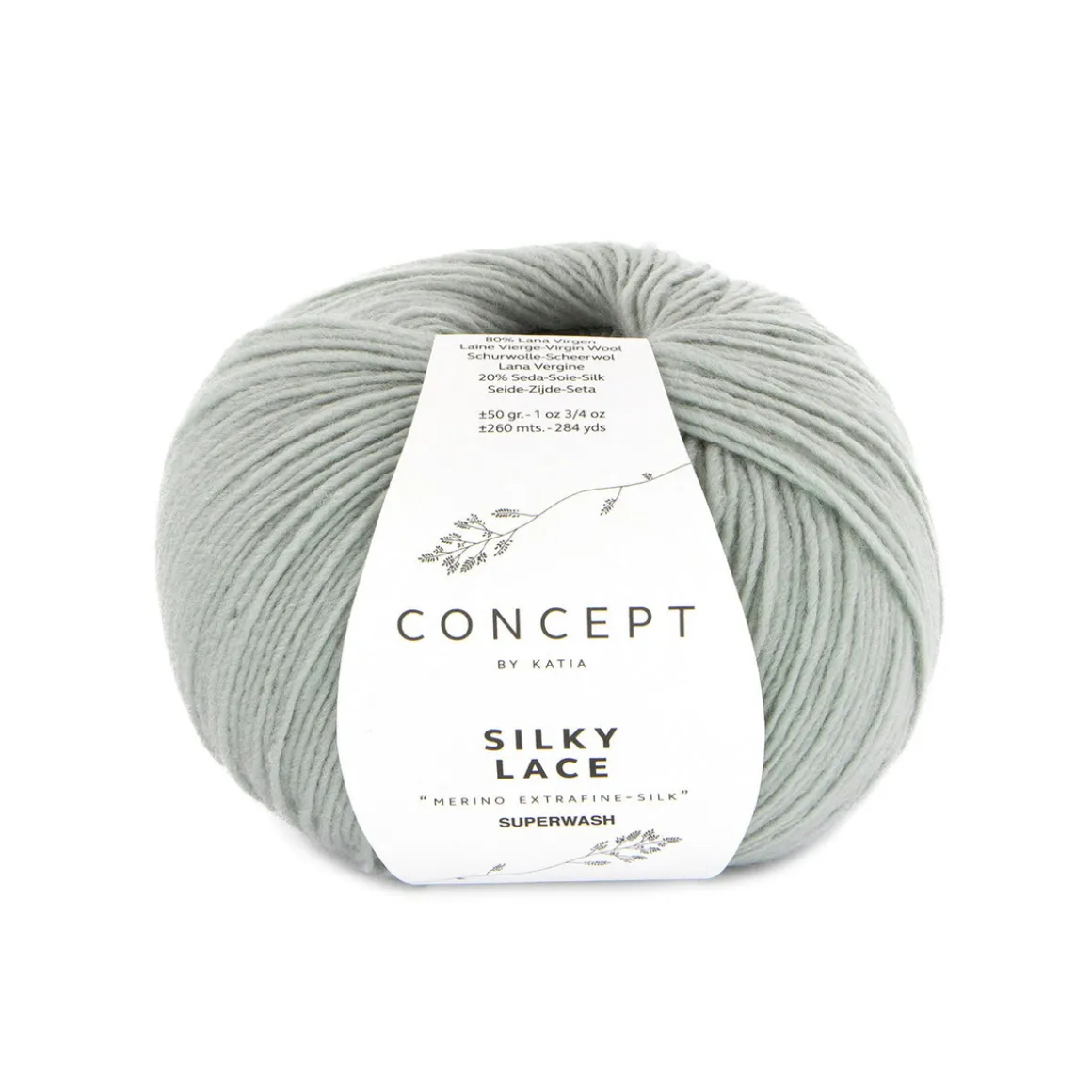 Garn Silky lace 50 g lys støvet blå