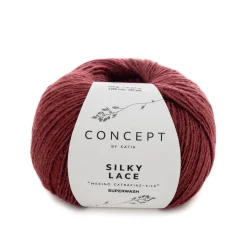 Garn Silky Lace 50 g vinrød