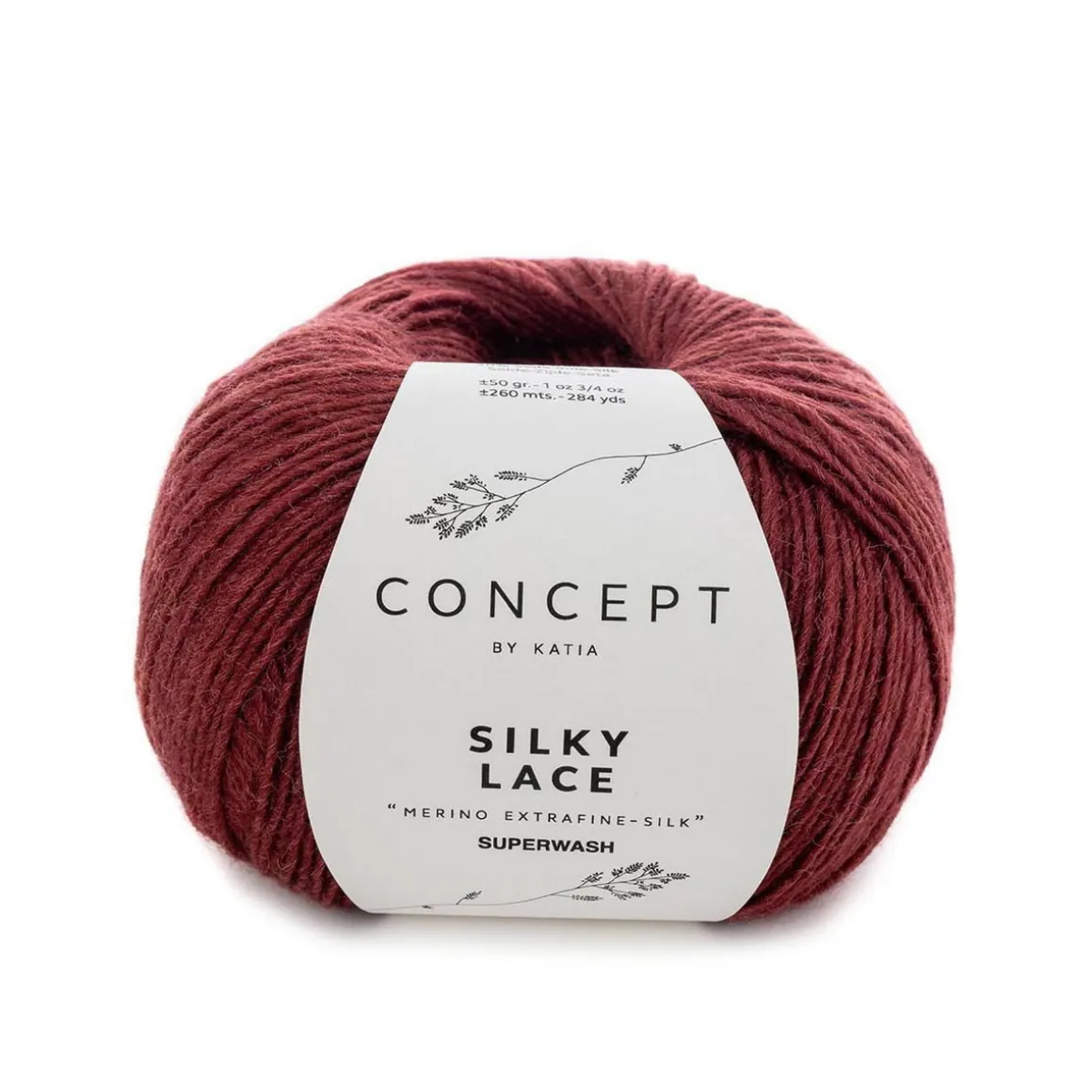 Garn Silky Lace 50 g vinrød