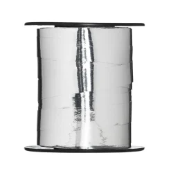 Gavebånd 25 meter på rulle, 1 cm bredt – sølv metallic