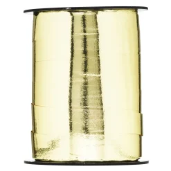 Gavebånd 150 meter på rulle, 1,5 cm bredt – blank guldmetallic