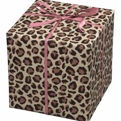 Gavepapir på rulle 10 m × 57 cm – beige papir med leopardmønster