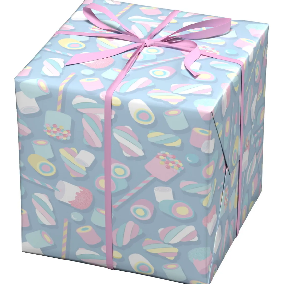 Gavepapir på rulle 10 m×57 cm – sjovt med marshmallows & Skumslik!