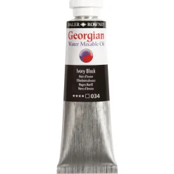 Georgian Water Mixable Oil Colour, vandopløselig oliefarve 37 ml Ivory Black 034.