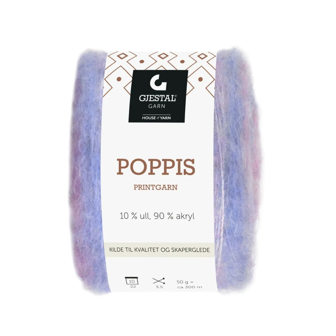 Gjestal Garn Poppis printgarn 50 g lilla/blå – graderet garn
