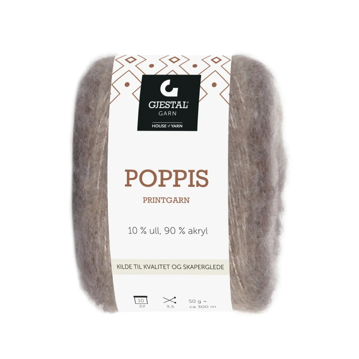 Gjestal Garn Poppis printgarn 50 g brun – graderet garn