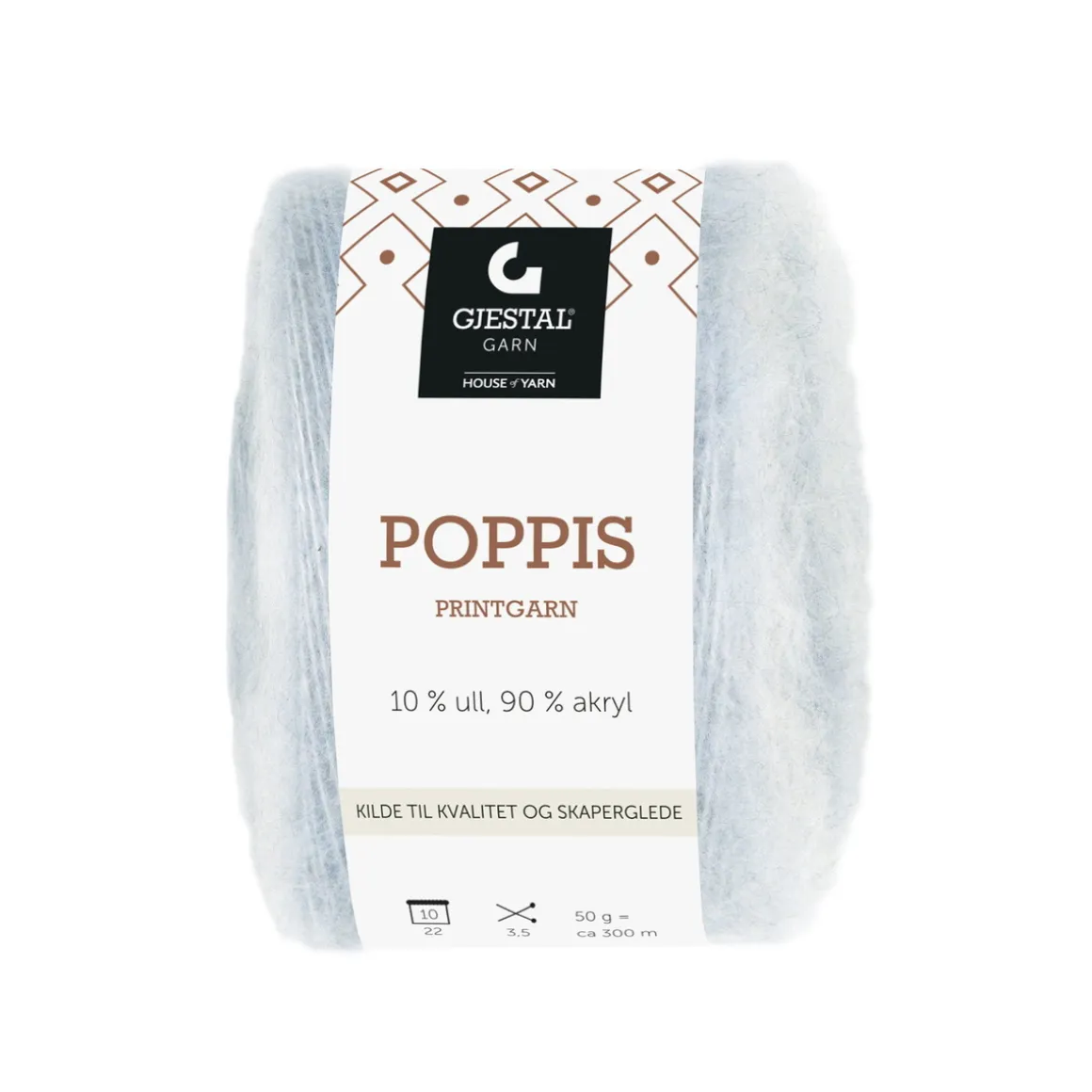 Gjestal Garn Poppis printgarn 50 g lyseblå – gradueret garn
