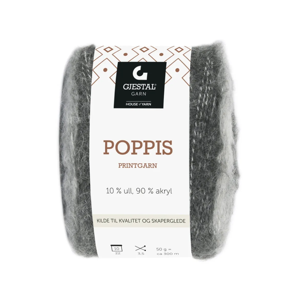 Gjestal Garn Poppis printgarn 50 g grå – gradueret garn