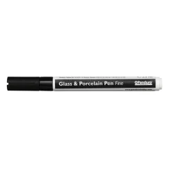 Glas- og porcelænspen sort, 1 mm spids