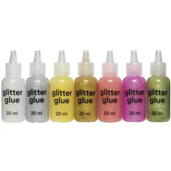 Glitterlim glitter glue 7×20 ml i pastelfarver
