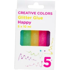 Glitterlim 5-pak happy – 5 virkelig glade farver a 10 ml