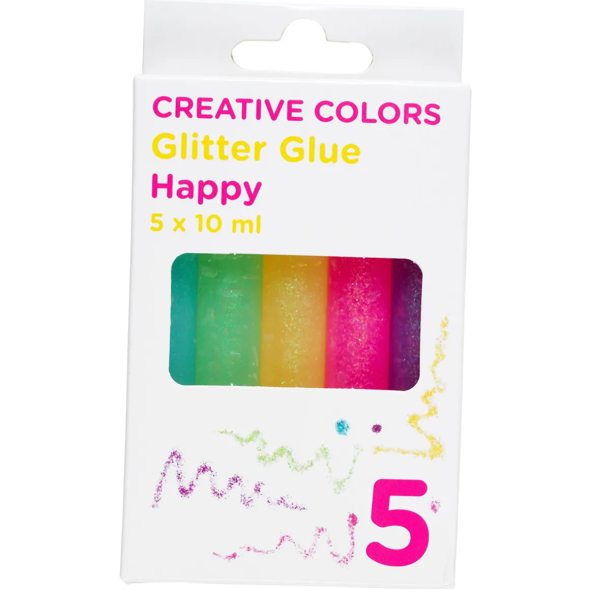 Glitterlim 5-pak happy – 5 virkelig glade farver a 10 ml