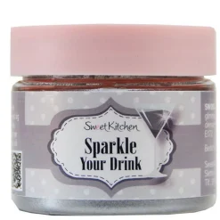 Glitterpulver, spiseligt glitter til drikkevarer, sølv 10 gram