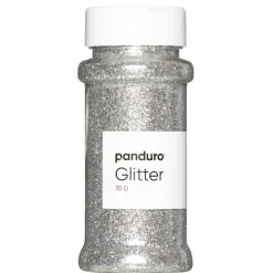 Glitter sølv, 70 gram gnistrende glitter fremstillet af >90% cellulose!