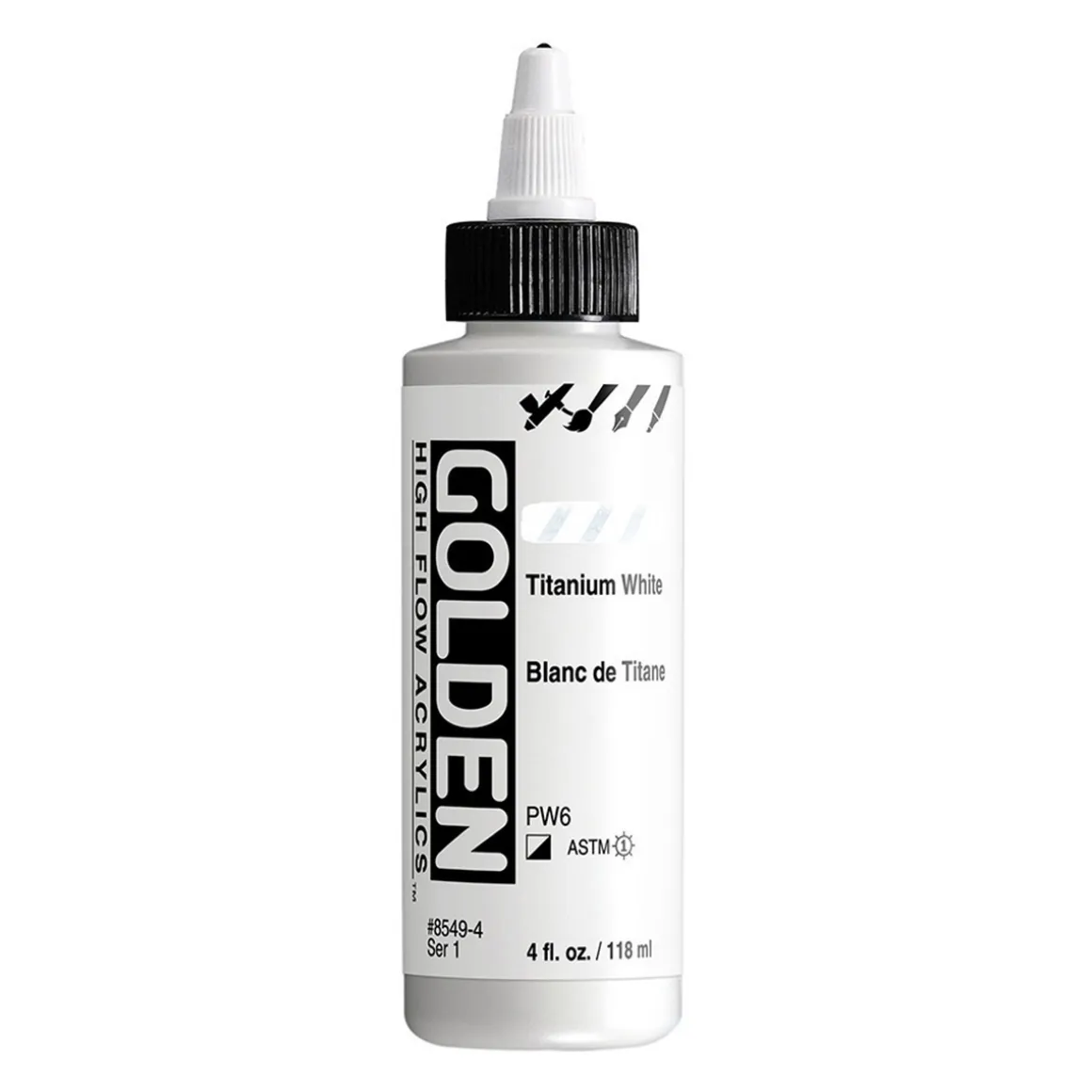 Golden Artist High Flow Acrylics 118 ml – Titanium white #8549 series 1