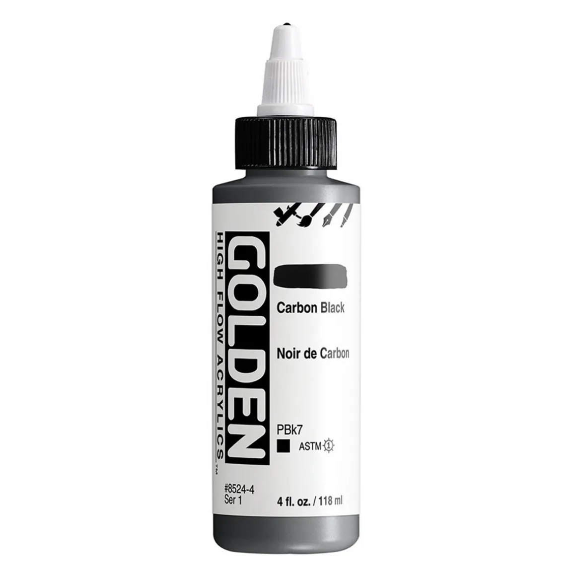 Golden Artist High Flow Acrylics 118 ml – Carbon black #8524 series 1