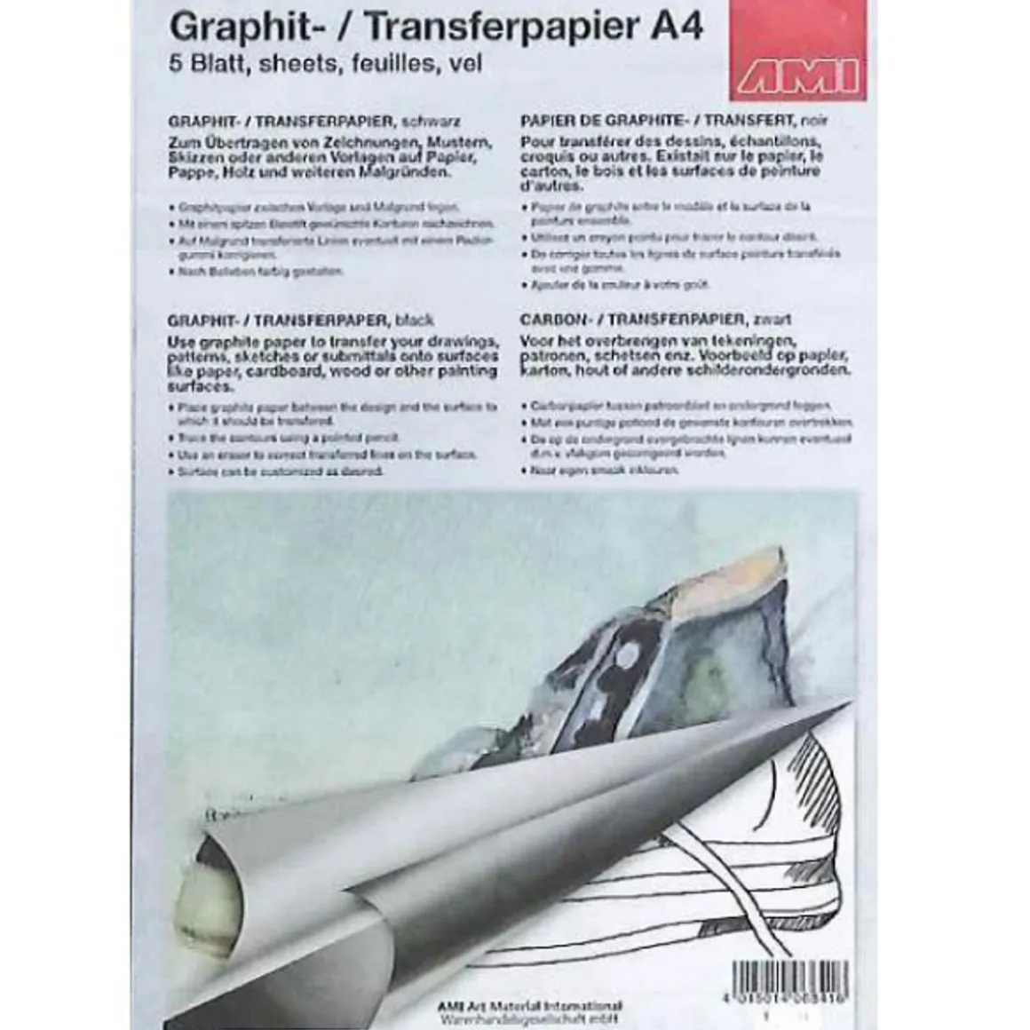 Grafitpapir A4 5-pak hvid