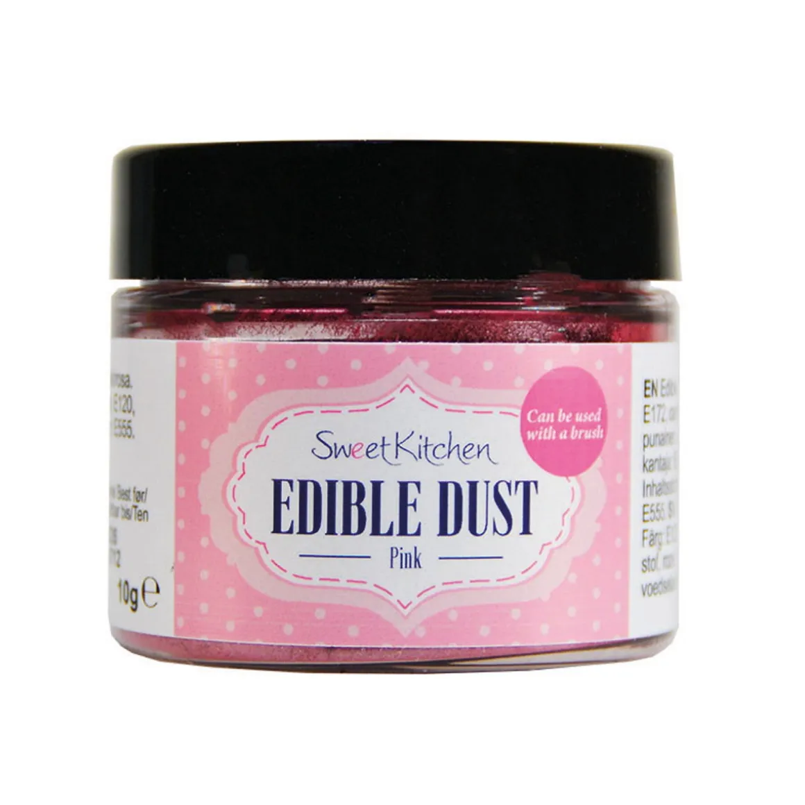 10 gram spiseligt glitterpulver – pink