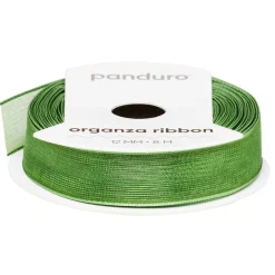 Grønt organzabånd – 12 mm bredt og 8 meter langt