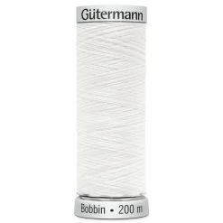 Gütermann bobbintråd, maskinbroderitråd 200 meter, hvid 1001