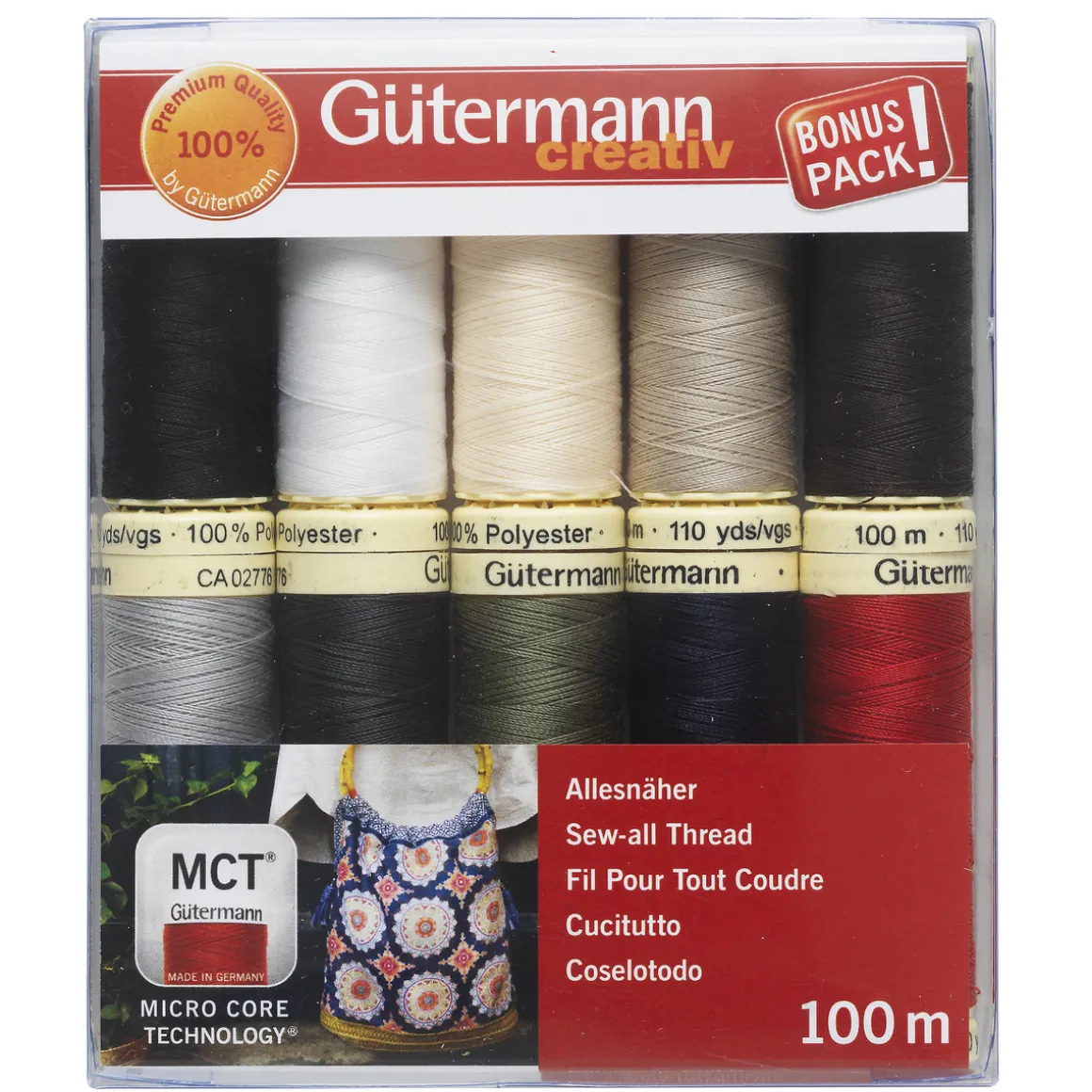 Gütermann sytråd 10×100 m. 100% polyester, Basic