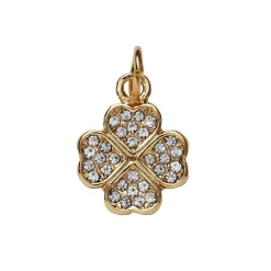 Guldfarvet vedhæng/charm firkløver 12×12 mm