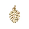 Guldfarvet vedhæng/charm monsterablad 10,5×15 mm