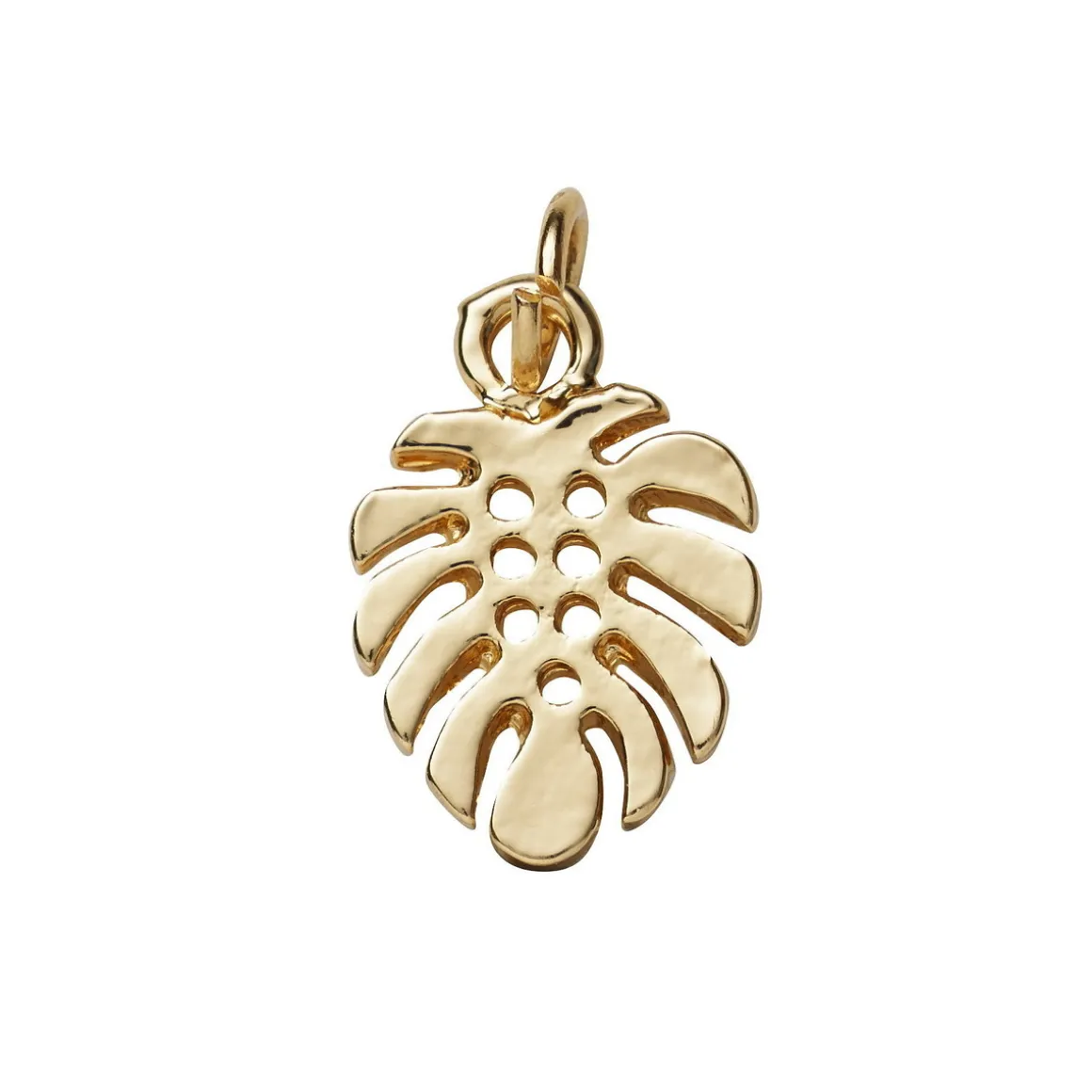 Guldfarvet vedhæng/charm monsterablad 10,5×15 mm