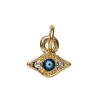 Guldfarvet vedhæng/charm onde øje med simili 7,8×9 mm