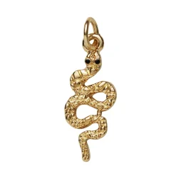 Guldfarvet vedhæng/charm slange, similibesat, 8×20 mm