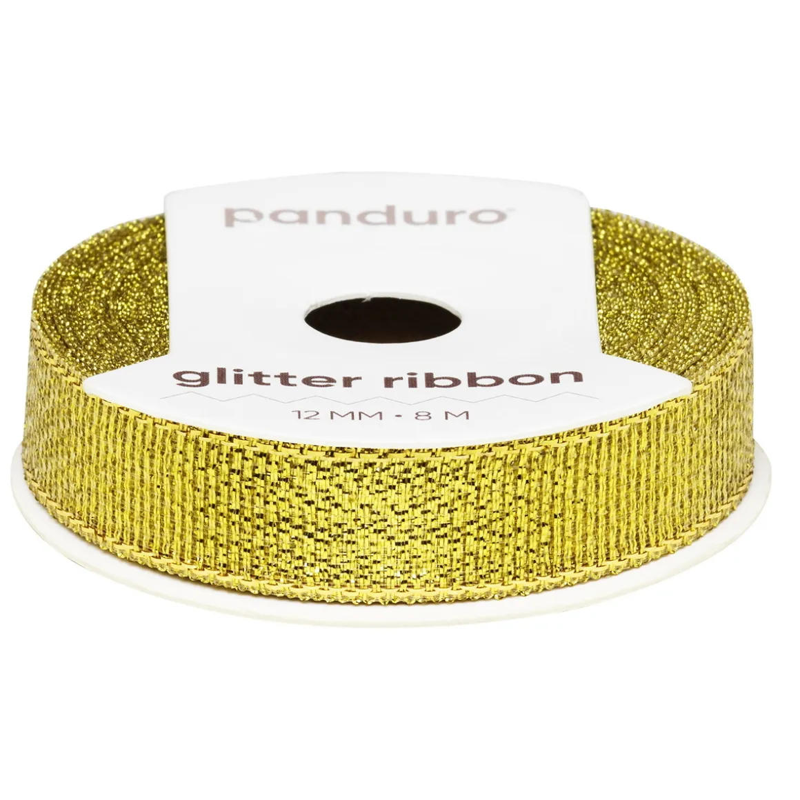 Gyldent glitterbånd – 12 mm bredt og 8 meter langt