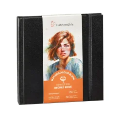 Hahnemühle akvarelblok Deckle Edge, 100% bomuld, 30 ark, 14×14 cm, 250 g/m²