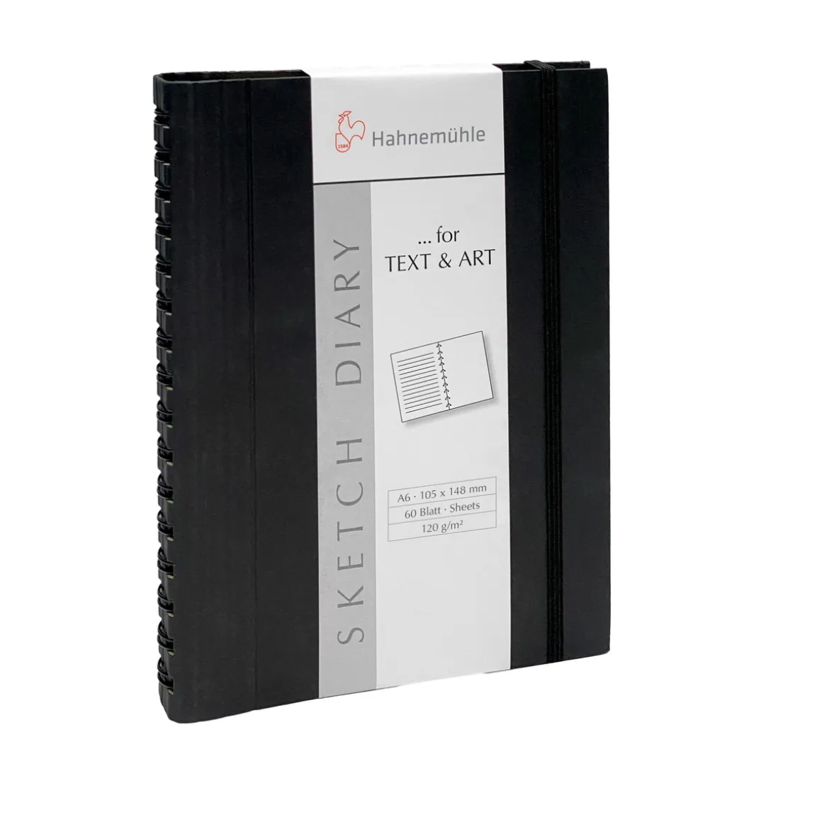 Hahnemühle Sketch Diary, spiralindbundet skitsedagbog, A6, 60 sider, 120 g/m²
