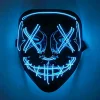 Halloween-maske, ondskabsfuldt klovneansigt med blåt LED-lys!